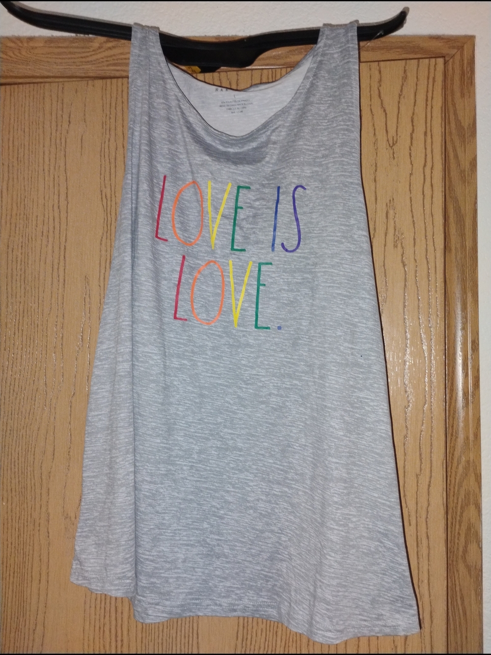 Rae Dunn Gray Tank Top with Rainbow Shorts Lounge Set
